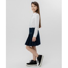 Юбка синяя широкое плиссе на кокетке